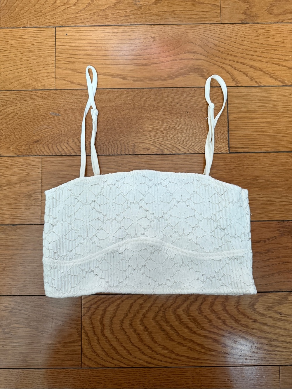 Zara Ivory Lace Bandeau with Thin Straps